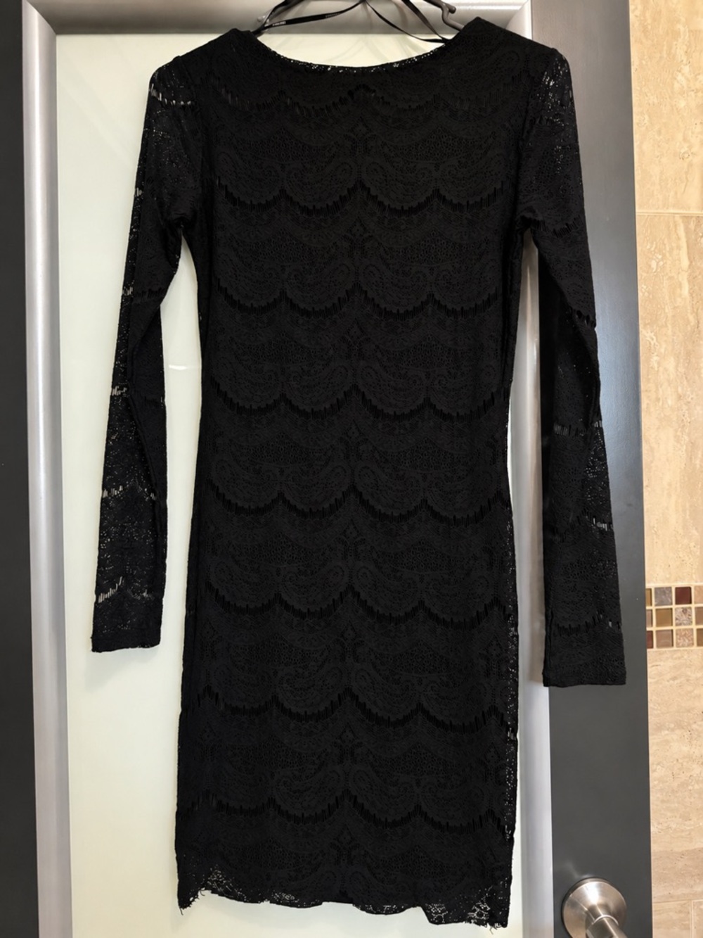 Forever 21 Black Lace Long-Sleeve Sheath Dress